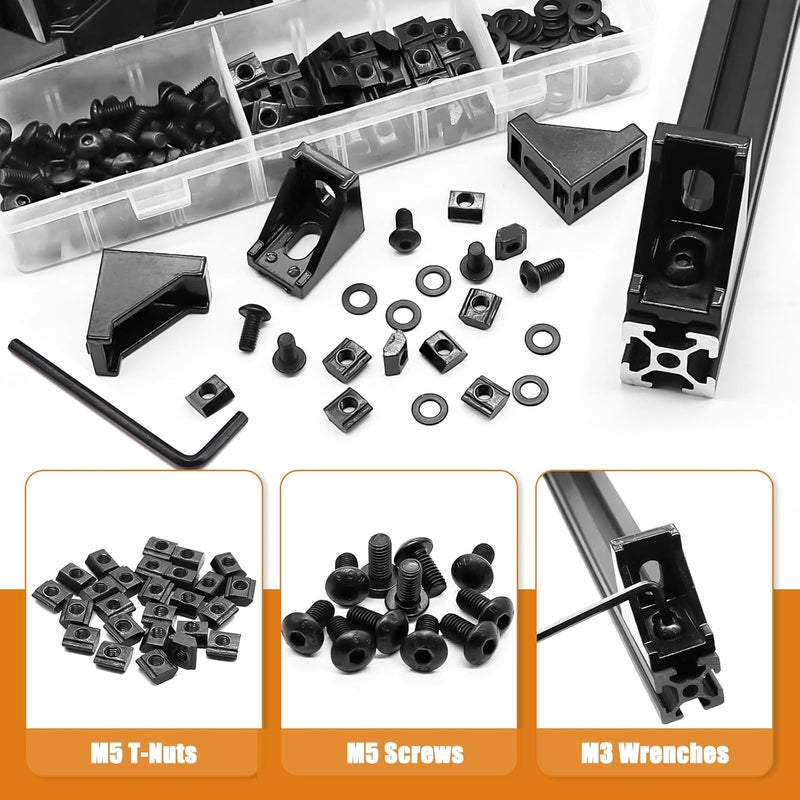 mankk 2020 Series T Slot Rail Aluminum Extrusion Profile Connectors,2028 Corner Bracket with T-Slot Sliding Nuts and M5 Hex Screw Bolt for Aluminum Rail Accessories (30 Set - Image 5